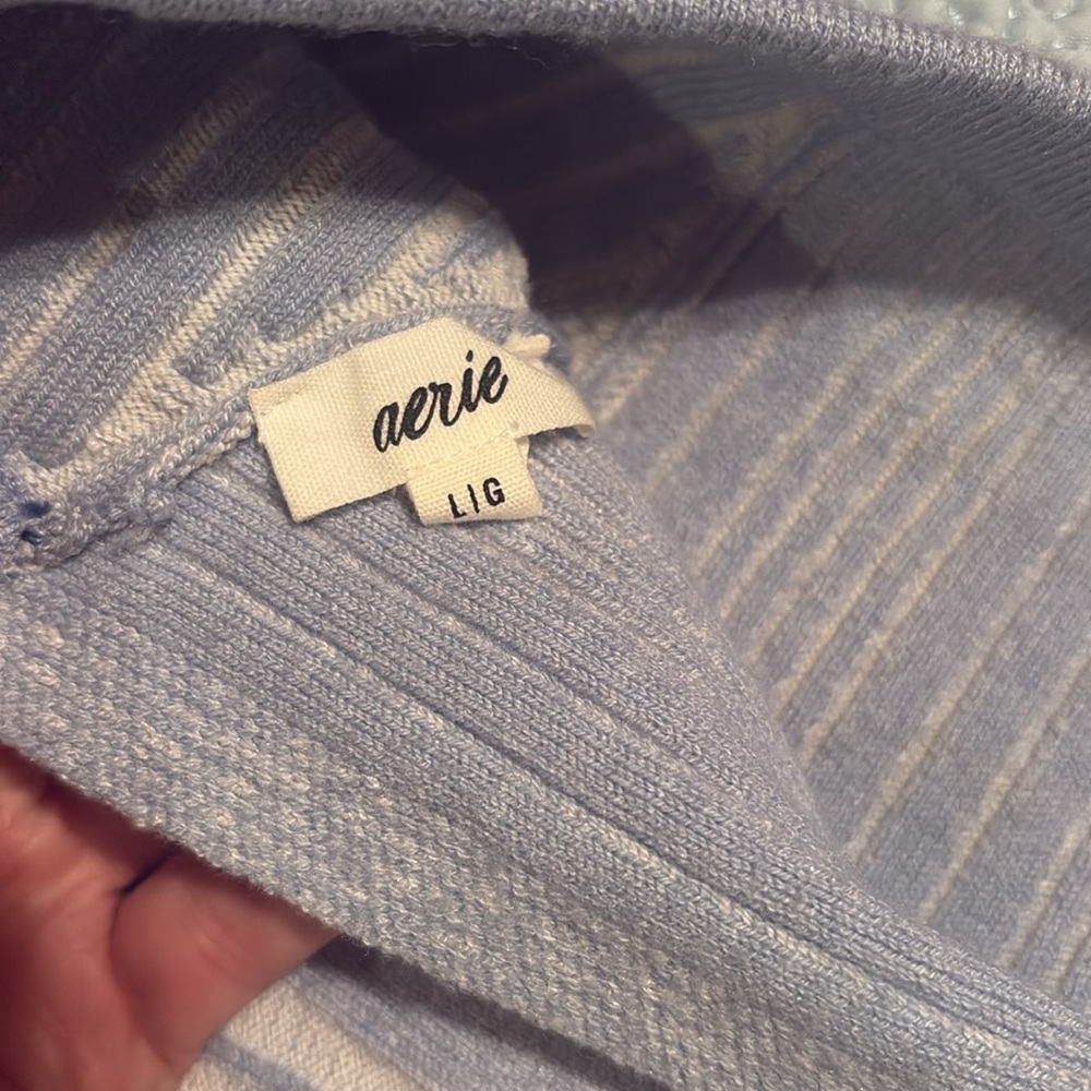 Aerie Light Blue Striped Knit Top